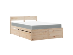 Bed, Beds Vidaxl Marrom Madeira De Pinho (140 X 190 Cm)