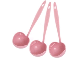 3 Coladeras de Cozinha de Plástico Rosa Filtro para Massa Legumes Carne Fácil de Limpar e Armazenar