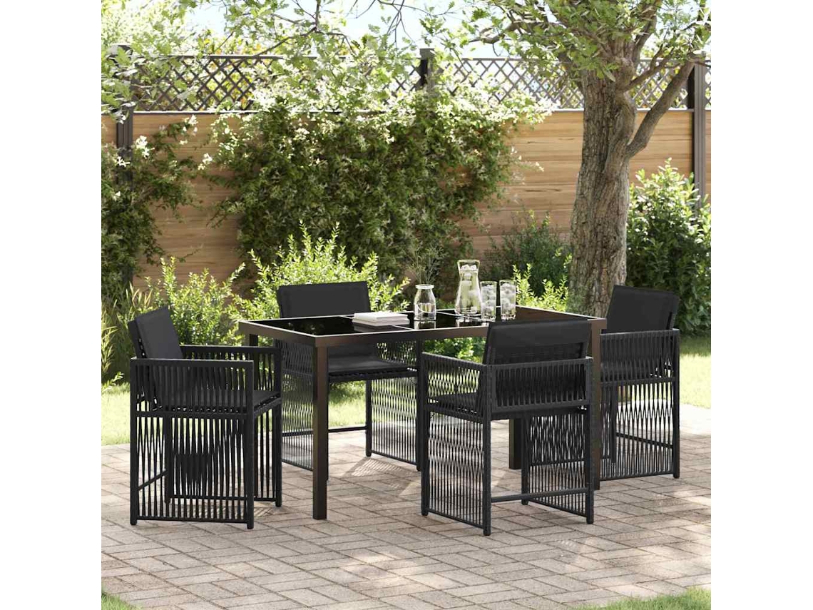 Vidaxl Conjunto De Jantar Para Jardim 5 Unid. Preto Vime Pe
