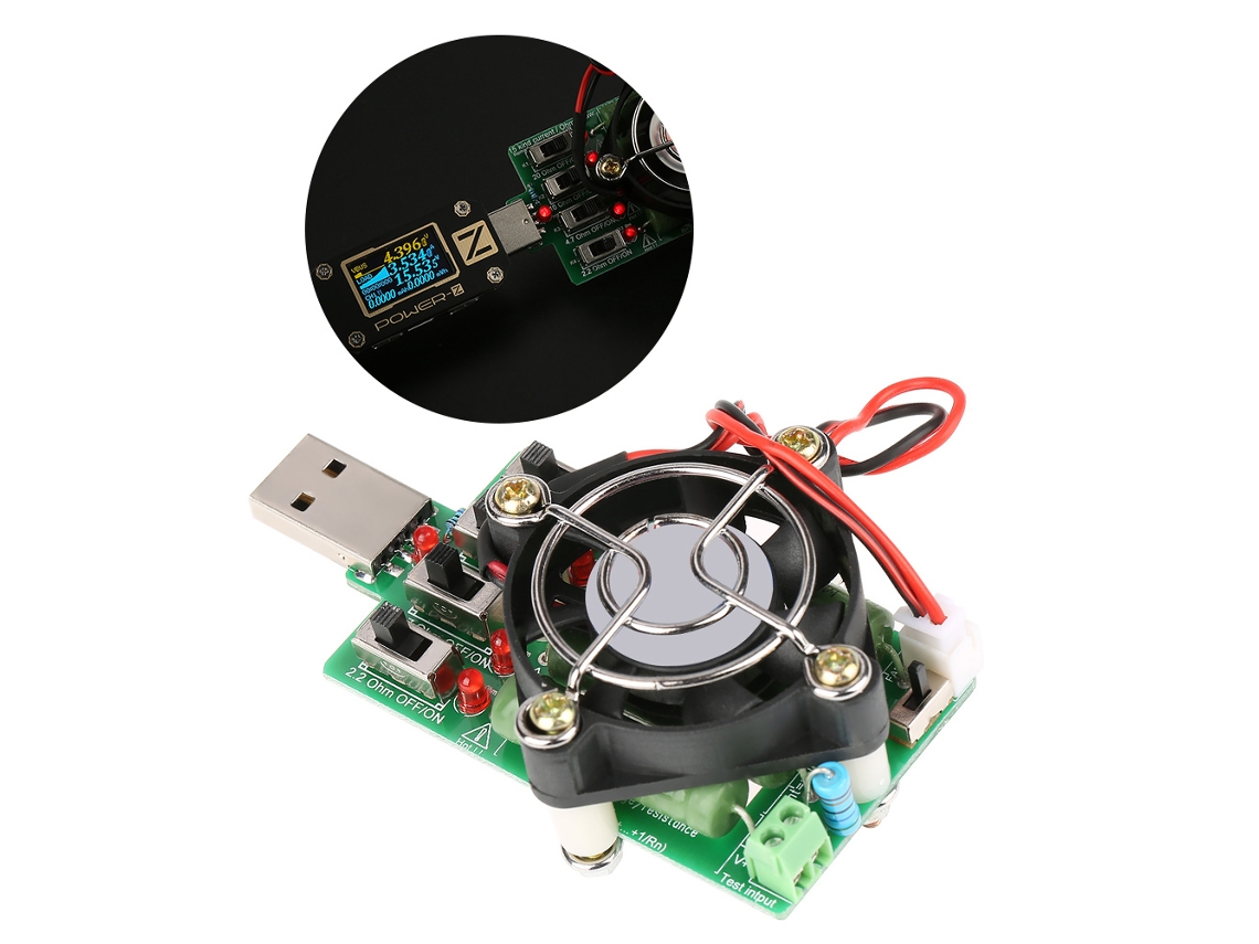 Testador De Carga Elétrica Usb Para Bateria Com Cooler
