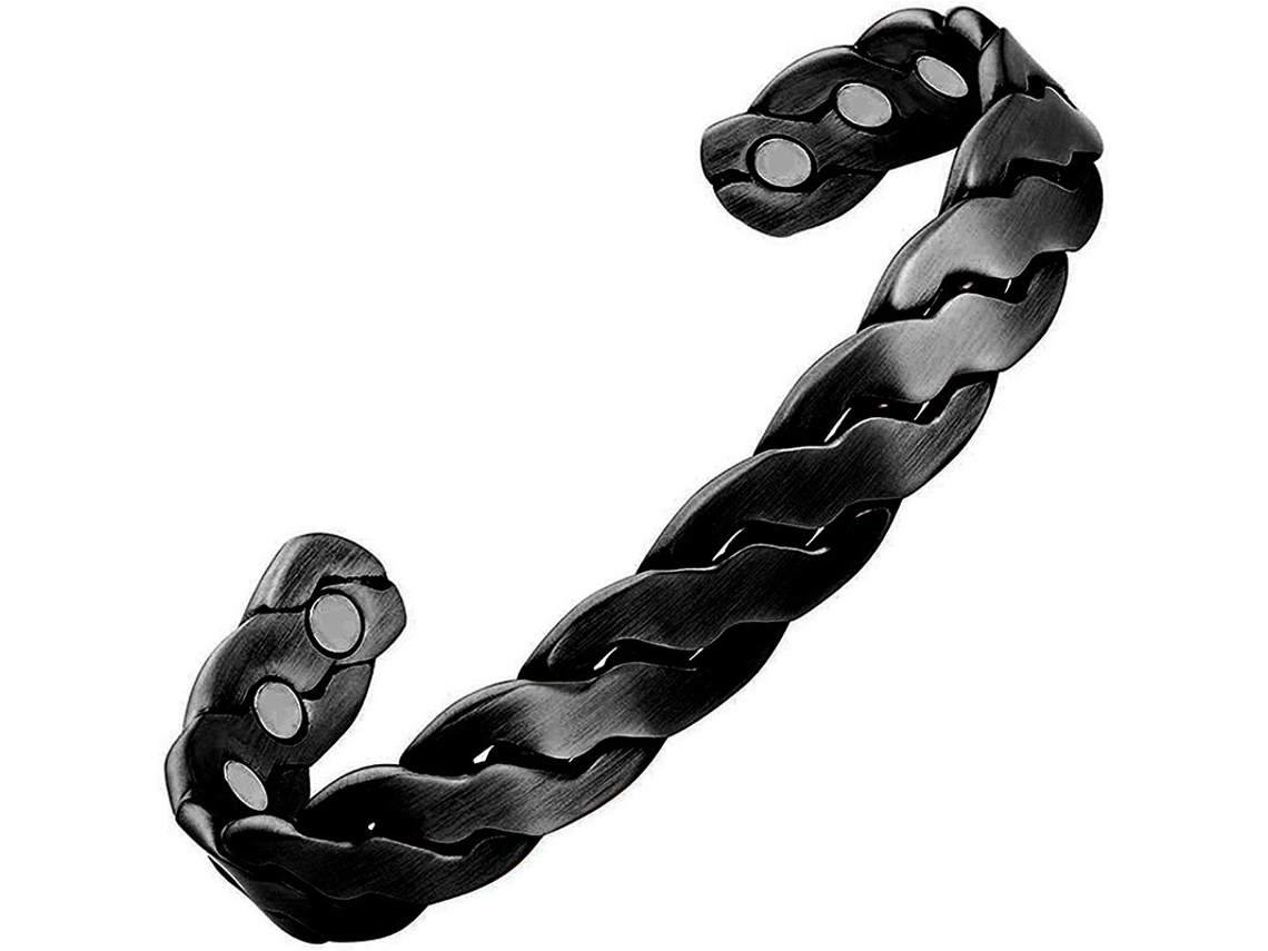 Pulseira De Cobre, Bracelete De Terapia Magnética Com Abertura Ajustável (preto) Spqment