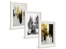 Composição De Quadros Retratos Abstratos Contrastantes Espelharte (3 Peças 20x30 Cm)