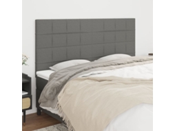 Cabecero de tela de 4 piezas 90x5x78/88 cm gris oscuro