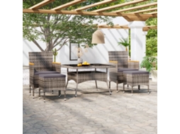 5 Pcs Conjunto Jantar P/ Jardim Vime Pe E Vidro Temperado Cinza Dkd Home Decor