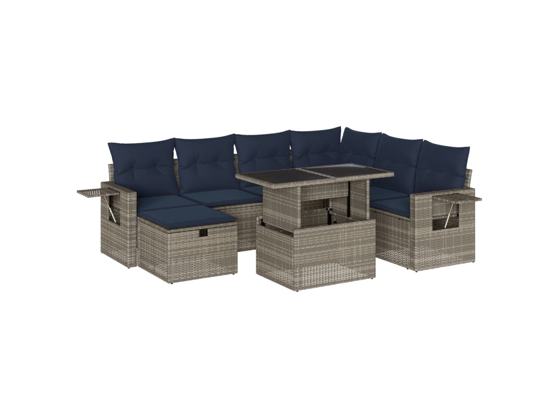 Conjunto de Sofá de Jardim, 8 Peças, Almofadas, Rattan Cinza MAISON EXCLUSIVE