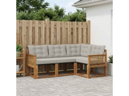 Vidaxl Conjunto De Sofás Para Exterior 4 Pcs Natural E Cinzento-claro