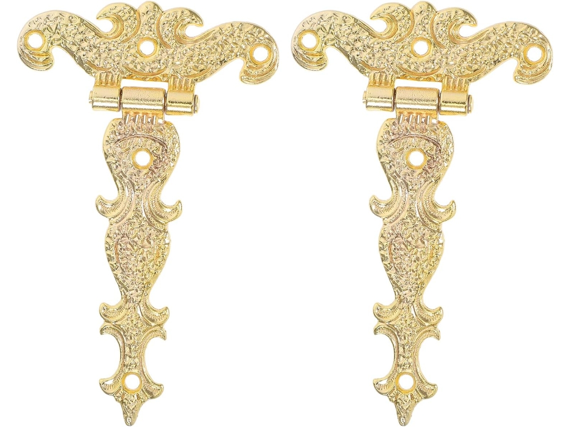 Dobradiças Para Portas De Armário Ciieeo Em Liga Zinco, Com Padrão Floral Vintage 2 Peças, Resistentes E Duráveis Para