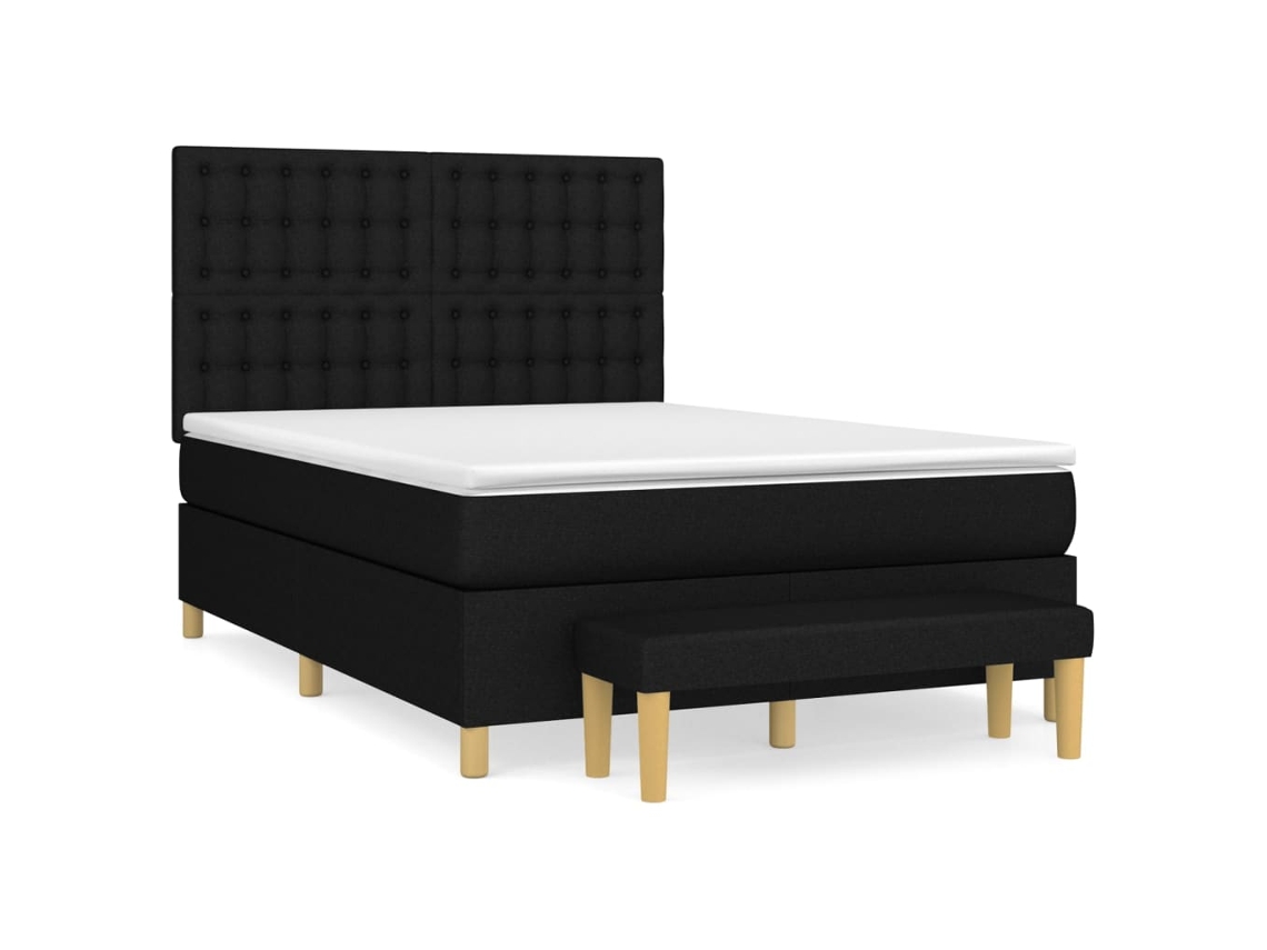 Cama com Molas/colchão 140x190 Cm Tecido Preto MAISON EXCLUSIVE