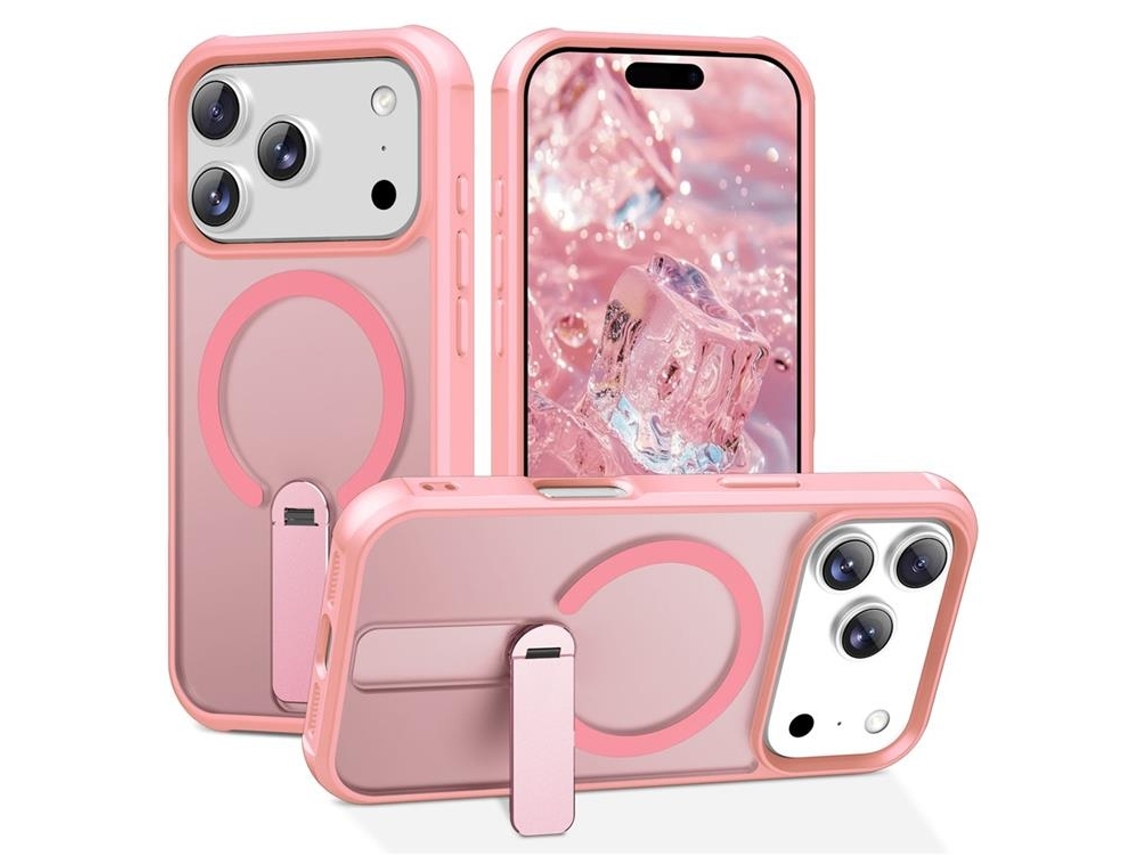 Capa Para Iphone 17 Pro Max Com Suporte Magsafe - Rosa