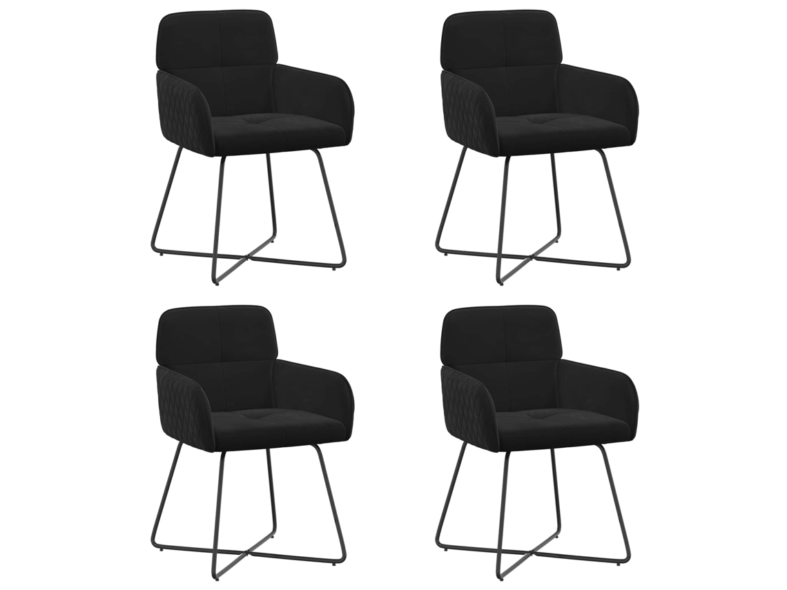Conjunto 4 Cadeiras De Jantar Vidaxl Preto Veludo (59 X 56,5 X 86 Cm)