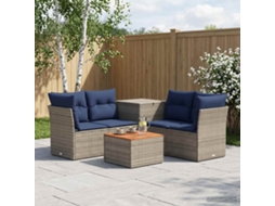 Vidaxl Conjunto De Sofás 6 Unid. Cinza E Azul Marinho