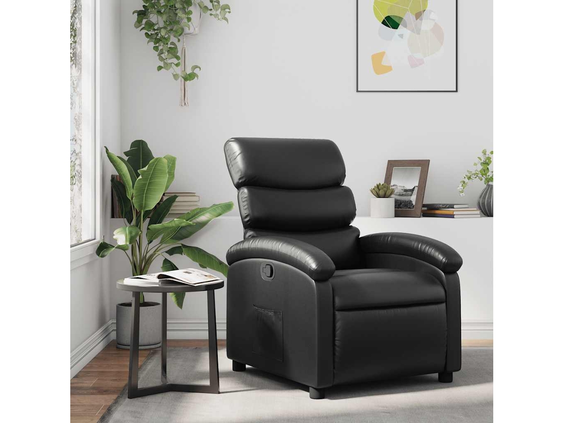 Vidaxl Poltrona Reclinável Couro Artificial Preto