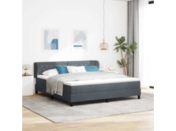 Vidaxl Cama Box Com Cabeceira Cinzento Escuro 180 X 200 Cm Veludo