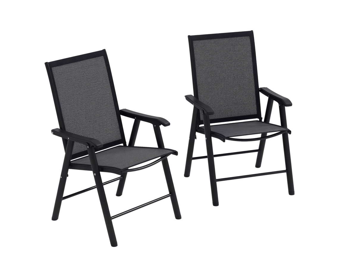 Conjunto de Cadeiras de Jardim Aço e Tecido Cor Cinzento 58x64x94 cm Outsunny