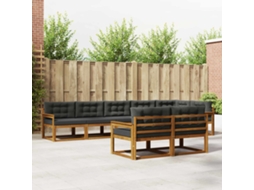 Vidaxl Conjunto De Sofás Para Exterior 8 Unid. Natural E Antracite