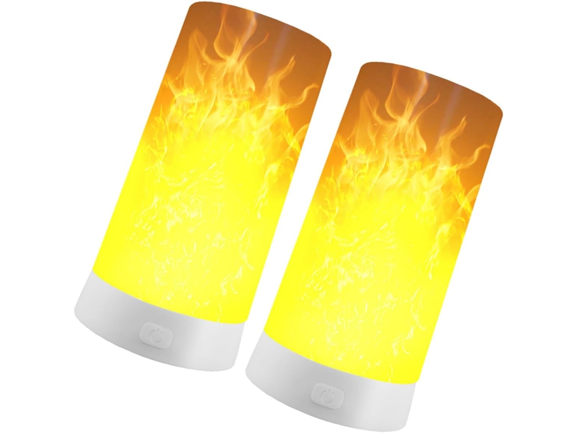Conjunto De 2 Luminárias De Mesa Decorativas Com Led E Efeito Chama Magnética, À Prova D'água E Com Sensor De Movimento.