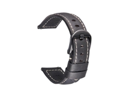 Pulseira De Couro Crazy Horse Com Sistema De Liberação Rápida, Estilo Retrô, Para Relógios Samsung E Huawei. Tamanho: 22 Mm (preta Com Fivela Preta).