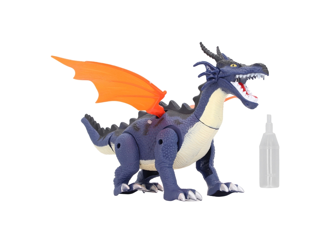Brinquedo Elétrico De Dinossauro Com Caminhada, Som, Luz E Chamas Simuladas, Dragão Divertido Para Crianças Azul