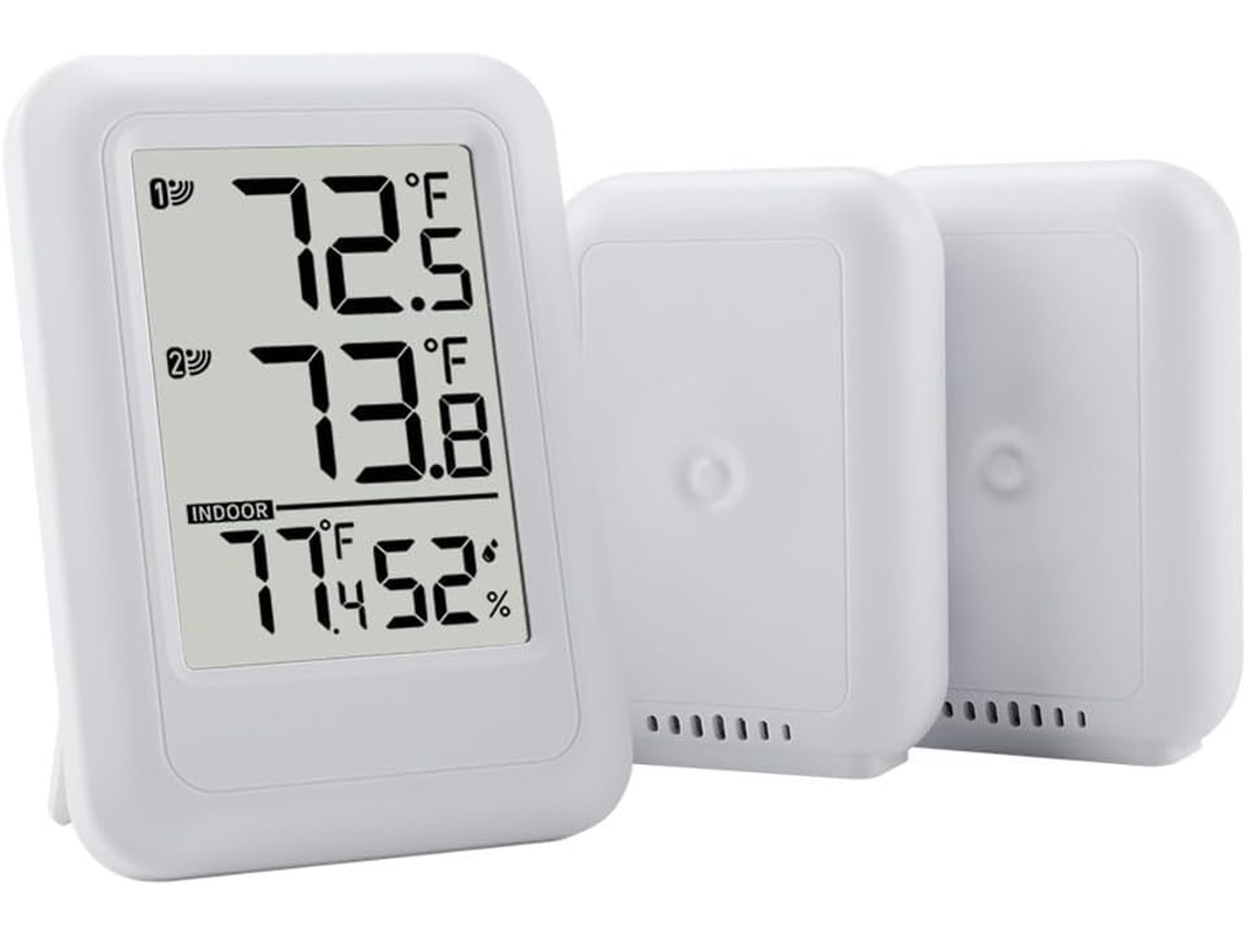 Conjunto De Termômetro Sem Fio Com Visor Temperatura E Umidade Interna Externa, Um Receptor E Dois