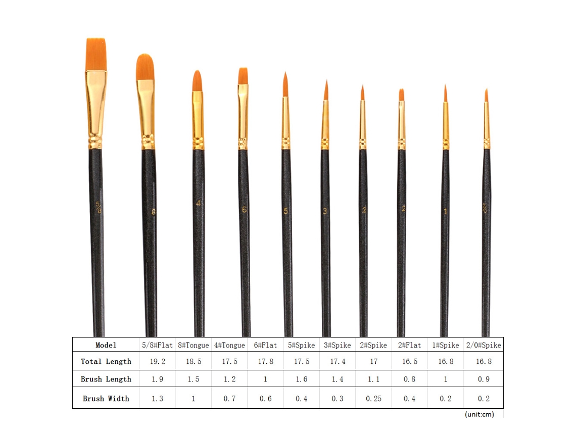 Conjunto de 50 Pincéis de Nylon para Pintura Aquarela, Óleo, Acrílico, Gouache | S/MARCA