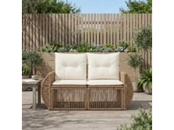 Vidaxl Sofá De Jardim 2-número De Lugares Bege Vime Pe