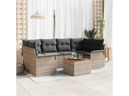 Vidaxl Conjunto De Sofá De Jardim 7 Unid. Cinzeto Vime Pe