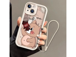 Capa Para Iphone 17 Pro, Branca Diamante, Com Estampa De Coca-cola, Tom E Jerry, Em Borracha Macia E Fofa.