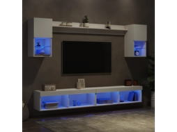 Vidaxl 6pcs Móveis De Parede P/ Tv C/ Leds Derivados De Madeira Branco