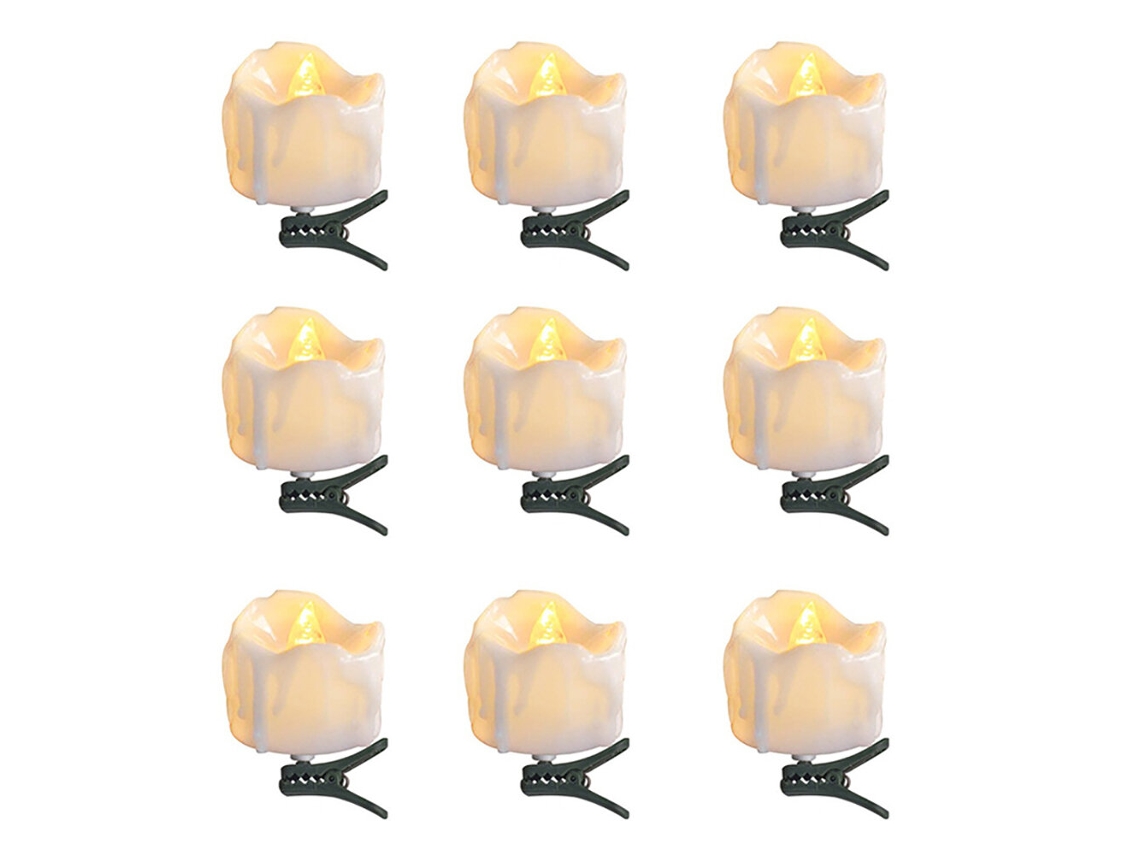 Brancas Quentes Conjunto 9 Velas Natal Led Decoração Árvore Controle Remoto Clipes Luzes Piscantes MDUG