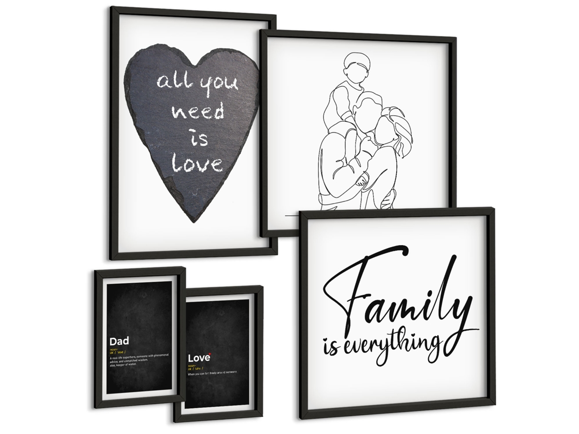 Conjunto De Pinturas Valores Familiares Amor Proximidade Espelharte (5 Peças)