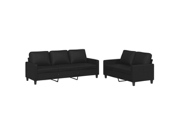 Conjunto de Sofás 2 Pcs com Almofadões Couro Artificial Preto MAISON EXCLUSIVE