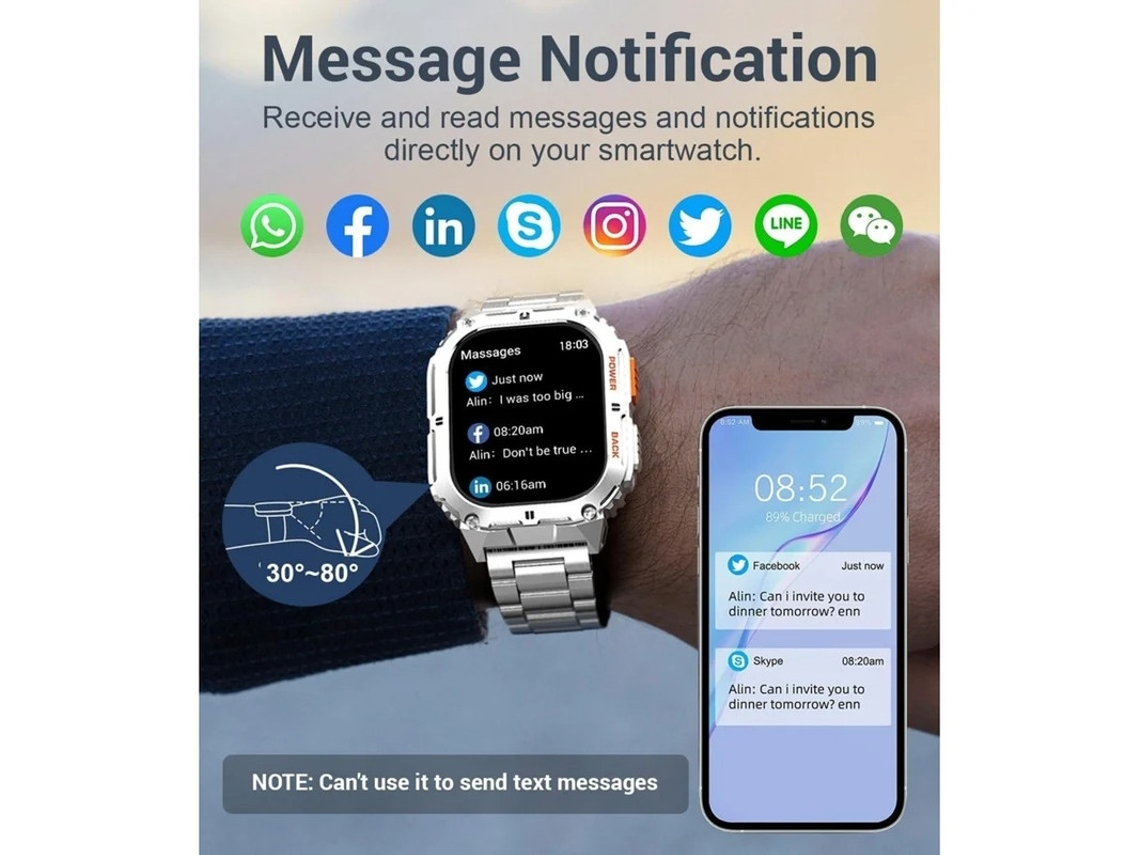 Smartwatch AMOLED de 1,96 polegadas com rastreador fitness, atendimento de chamadas, mais de 100 modos de exercício, monitor de frequência cardíaca e sono. Bestvite