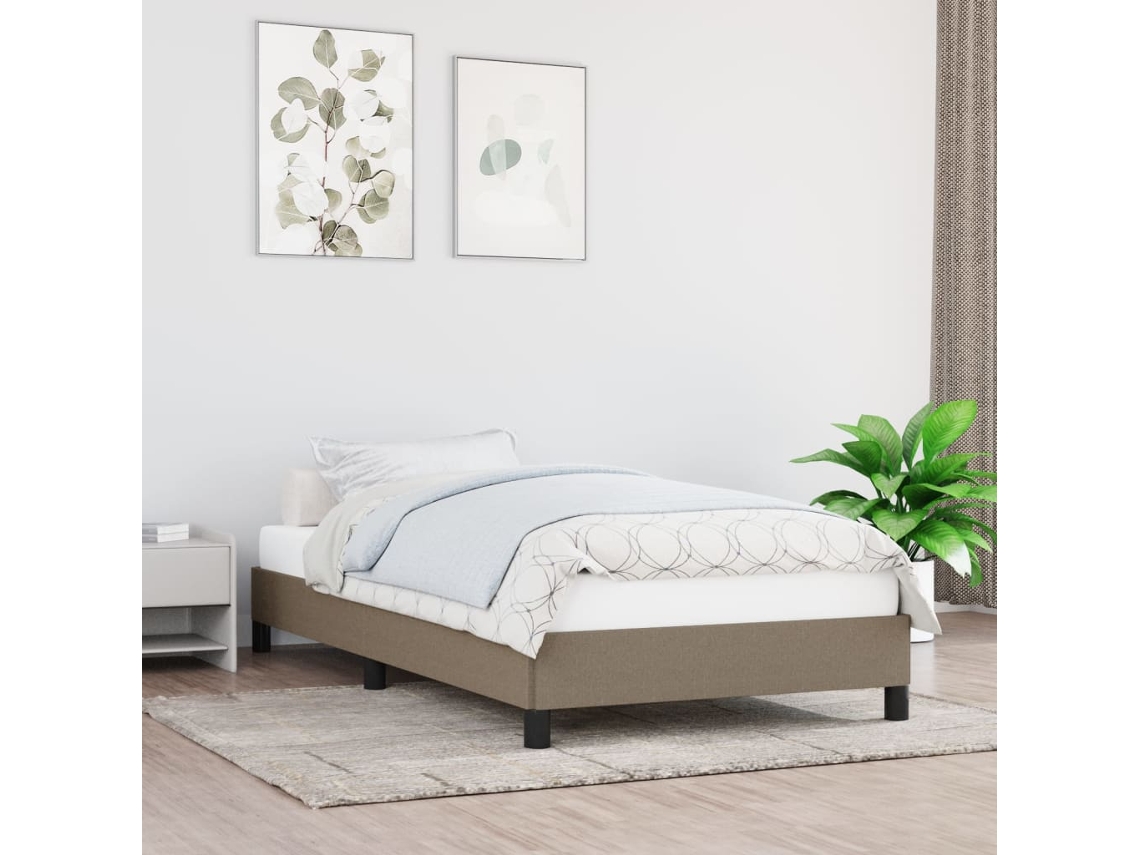 Vidaxl Estrutura Cama Sem Colchão 100x200 Cm Tecido Cinza-acastanhado