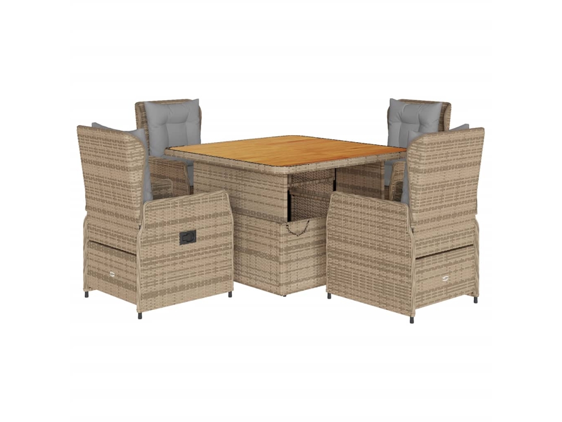 Garden Dining Set, Garden Dining Sets Vidaxl Bege Rattan / Vime (110 Cm Table Length)