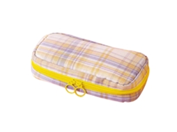 Estuche Grande Para Lápices, De Lona A Cuadros, Con Bolsillos De Malla Y Cremallera, Ideal Para A Escola, O Escritório E Viagens.