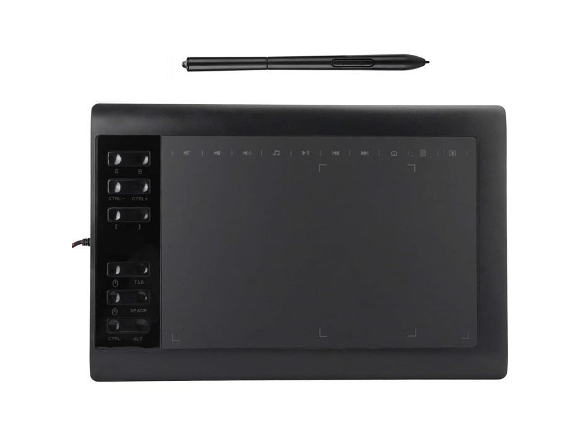 Tablet de desenho gráfico de 10x6 polegadas, placa de pintura de digitalização de nível 8192, bloco de desenho sem necessidade 896 AUCUNE