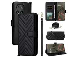 Capa De Couro Com Alça De Ombro E Suporte Para Motorola Edge (2025) 5g Edge (6ª Geração) Preta