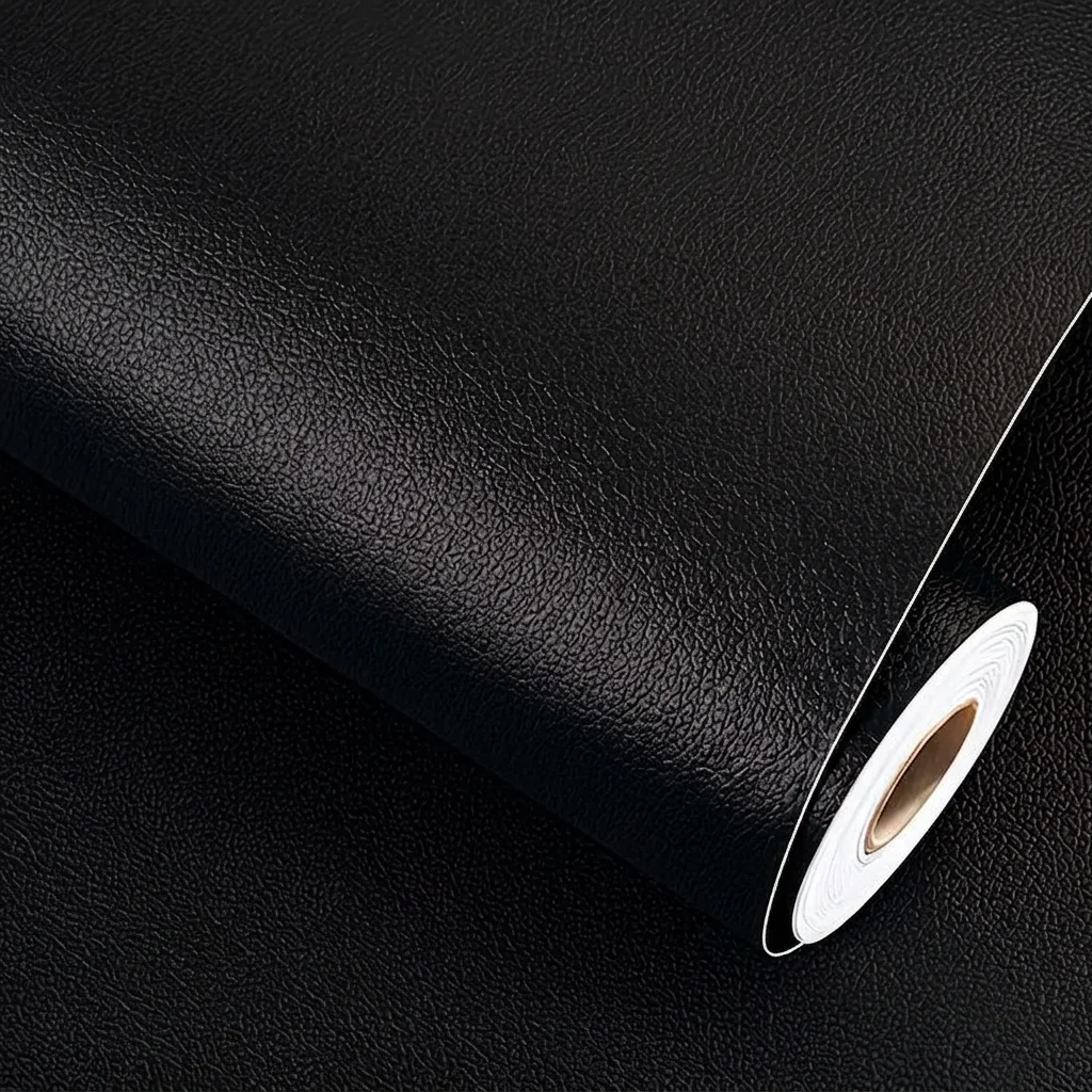 (preto, 40x200cm) Tecido De Couro Sintético Pu Autoadesivo De Alta Resistência, Adequado Para Interiores De Automóveis E Sofás.