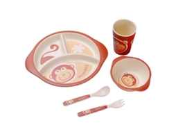 Kit De Utensílios Infantis Fibra De Bambu Multicolor