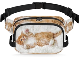 Pochete Divertida com Estampa de Gato para Mulheres 22 8 X 6 3 X 15 5 Cm Estampa de Gato Pa Impermeável de Alt