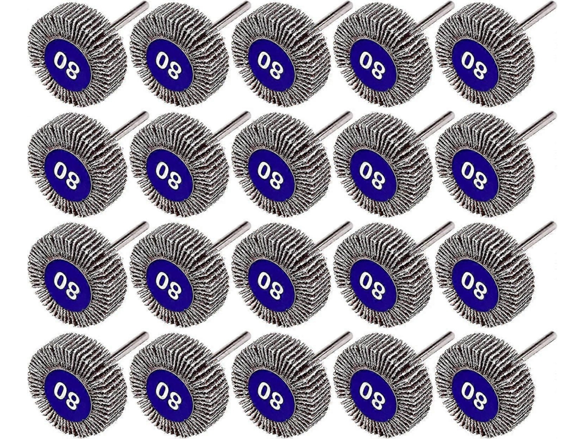 20 rodas de aba, grão 80, para Dremel e outras ferramentas rotativas, diâmetro 100-hyj