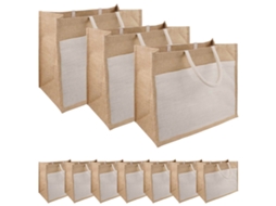 Vidaxl Bolsas De Juta Com Bolso 10 Natural E Branco 42 X 33 X 19 Cm