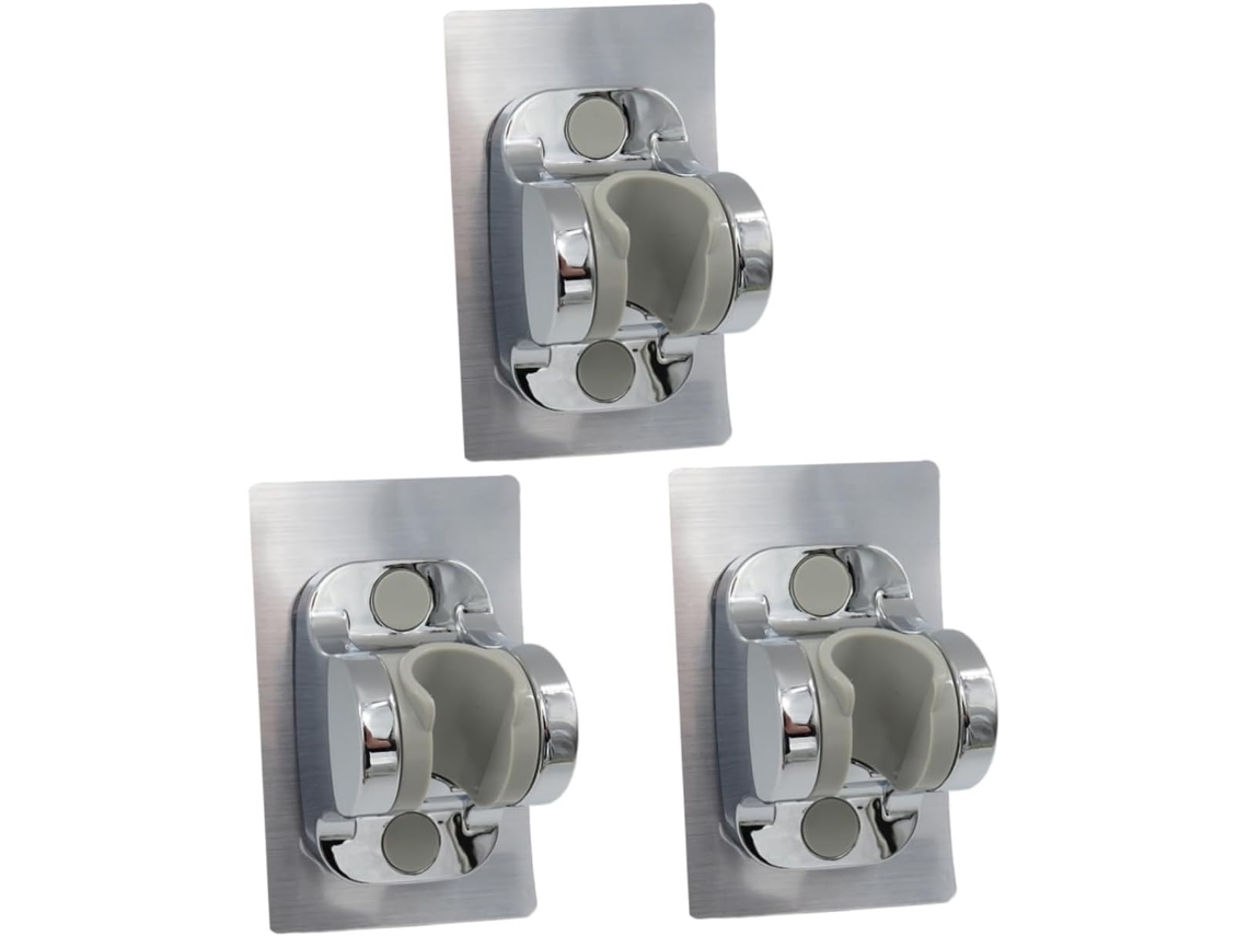 Suporte De Chuveiro Ajustável De 3 Peças Em Plástico Abs Com Base Adesiva, Sem Necessidade De Furar.