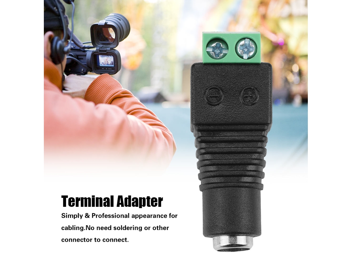 Laxiscreed Adaptador Fêmea Dc Power Com Screw Terminal Para Cctv Compatível Com 5.5*2.1mm