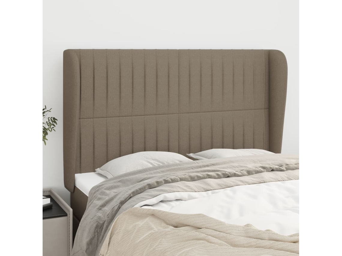 Cabecero con Trabillas de Tela 147x23x118/128 Cm Gris-Marrón