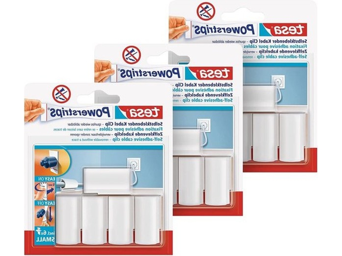 Clip De Cabo Autoadherente Branco - Powerstrips - 3 Unidades - Fixação De Cabo - 15 Unidades