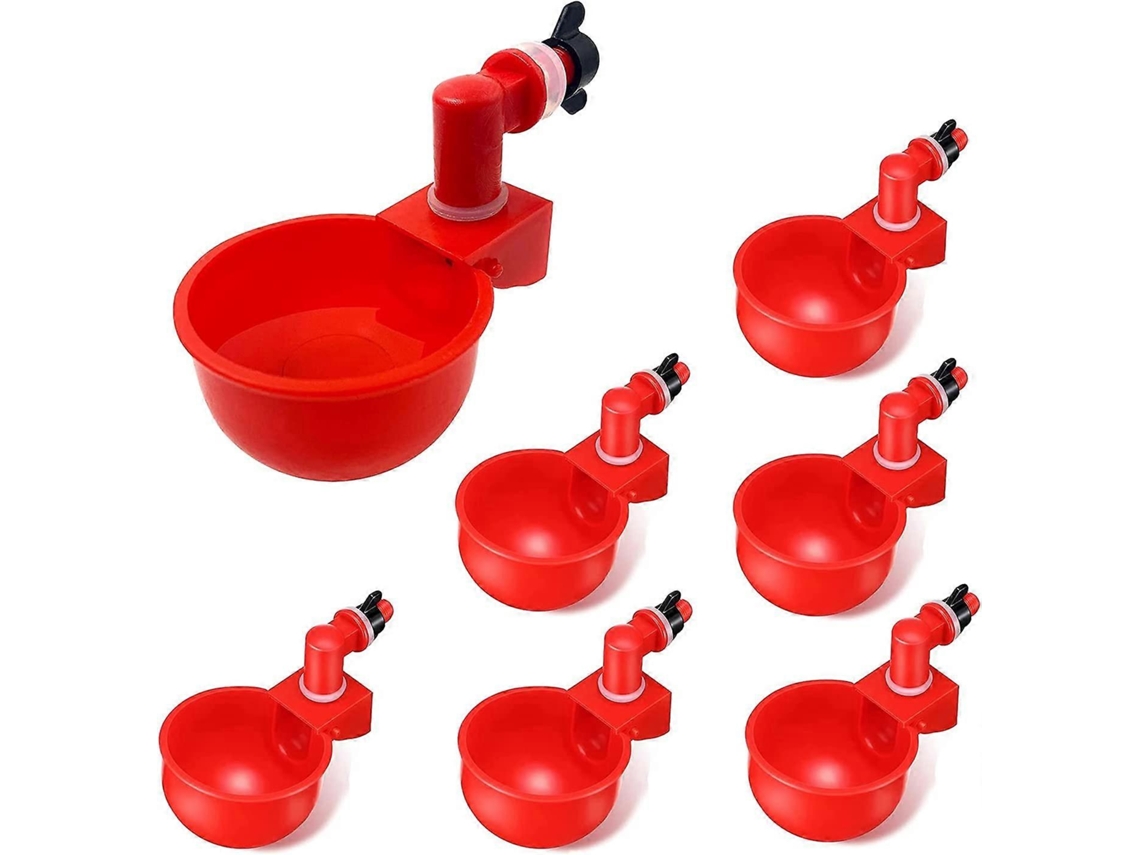 6 Peças de Bebedouros Automáticos para Frangos, Xícaras de Plástico, Dispensadores de Água para Aves, Fácil Instalação e Limpeza
