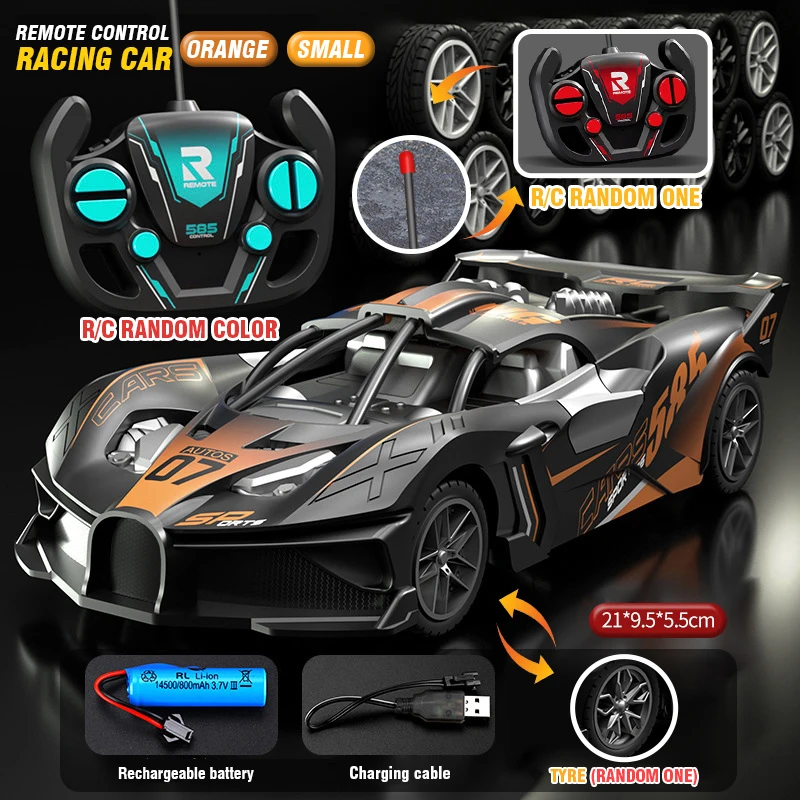 Carro de Drift com Controle Remoto, Brinquedo Infantil, Rádio Controle MDUG (laranja, 21 Cm)