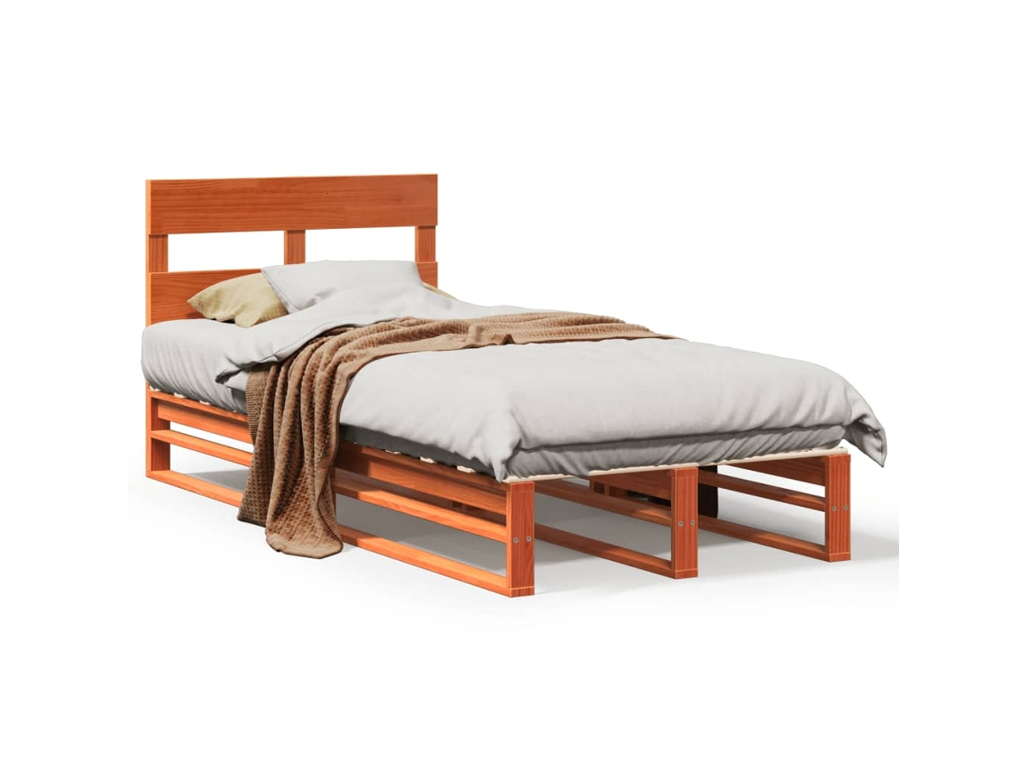 Bed Frame, Bed Frames Vidaxl Marrom Madeira De Pinho (90 X 200 Cm)