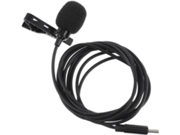 Microfone De Lapela Usb-c Preto Com Clipe Para Celular